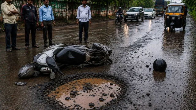 Thane – bhiwandi road accident: ठाणे-भिवंडी मार्गावरील जीवघेण्या खड्ड्याचा आणखी एक बळी; दुचाकी घसरून महिला ट्रकखाली, जागीच मृत्यू!